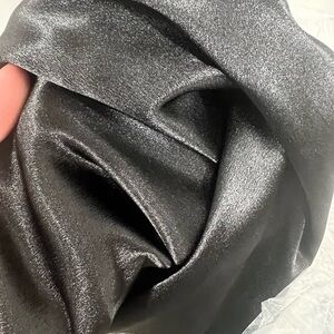 Jenny Yoo black satin crepe 2 yards extra fabric